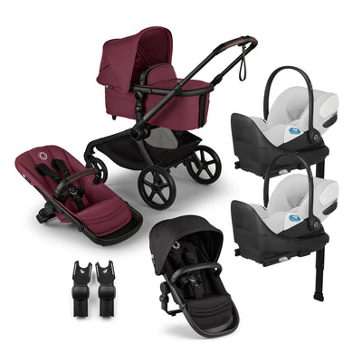 Bugaboo Kangaroo Complete Stroller + Sibling Seat + CYBEX Cloud T SensorSafe Infant Car Seat Twin Travel System