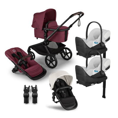 Bugaboo Kangaroo Complete Stroller + Sibling Seat + CYBEX Cloud T SensorSafe Infant Car Seat Twin Travel System