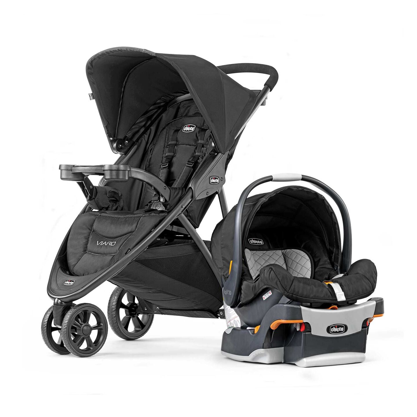 Chicco Viaro Quick-Fold Travel System - Black - Strolleria