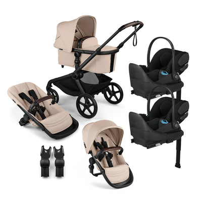 Bugaboo Kangaroo Complete Stroller + Sibling Seat + CYBEX Cloud T SensorSafe Infant Car Seat Twin Travel System