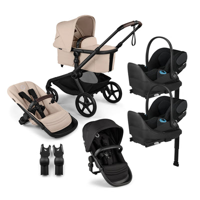 Bugaboo Kangaroo Complete Stroller + Sibling Seat + CYBEX Cloud T SensorSafe Infant Car Seat Twin Travel System