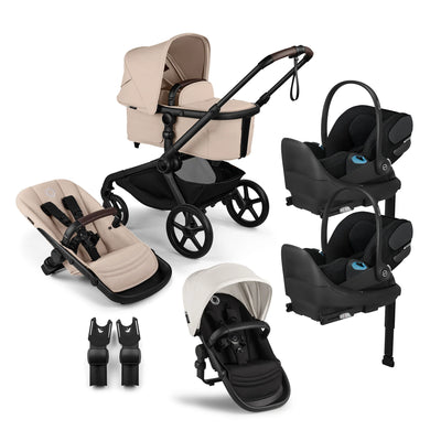 Bugaboo Kangaroo Complete Stroller + Sibling Seat + CYBEX Cloud T SensorSafe Infant Car Seat Twin Travel System