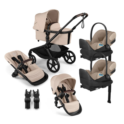 Bugaboo Kangaroo Complete Stroller + Sibling Seat + CYBEX Cloud T SensorSafe Infant Car Seat Twin Travel System