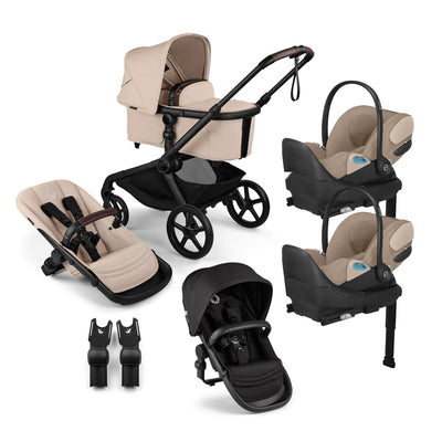 Bugaboo Kangaroo Complete Stroller + Sibling Seat + CYBEX Cloud T SensorSafe Infant Car Seat Twin Travel System
