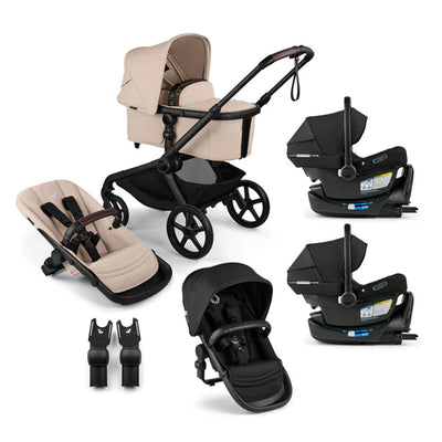 Bugaboo Kangaroo Complete Stroller + Sibling Seat + Bugaboo Turtle Air Shield By Nuna Car Seat Twin Travel System