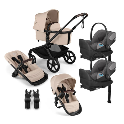 Bugaboo Kangaroo Complete Stroller + Sibling Seat + CYBEX Cloud T SensorSafe Infant Car Seat Twin Travel System