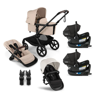 Bugaboo Kangaroo Complete Stroller + Sibling Seat + Bugaboo Turtle Air Shield By Nuna Car Seat Twin Travel System