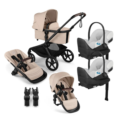 Bugaboo Kangaroo Complete Stroller + Sibling Seat + CYBEX Cloud T SensorSafe Infant Car Seat Twin Travel System