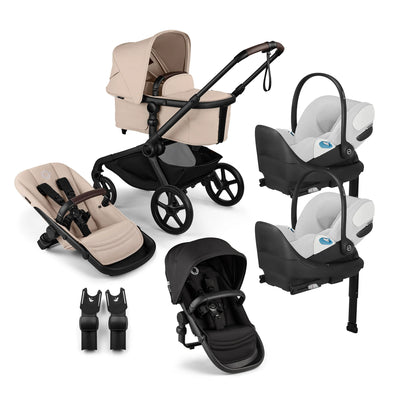 Bugaboo Kangaroo Complete Stroller + Sibling Seat + CYBEX Cloud T SensorSafe Infant Car Seat Twin Travel System