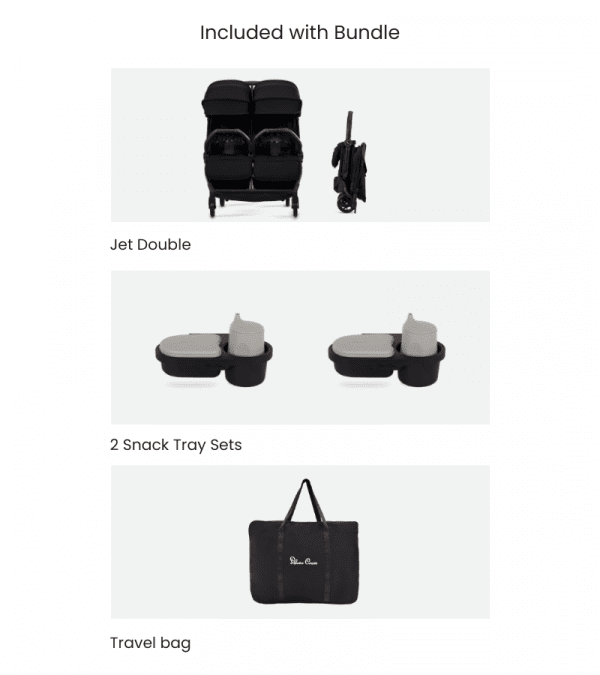 Silver Cross Jet Double Stroller Accessory Bundle - Black- Strolleria