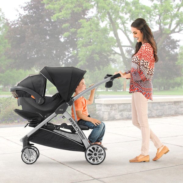Chicco BravoFor2 Standing/Sitting Double Stroller - Iron- Strolleria