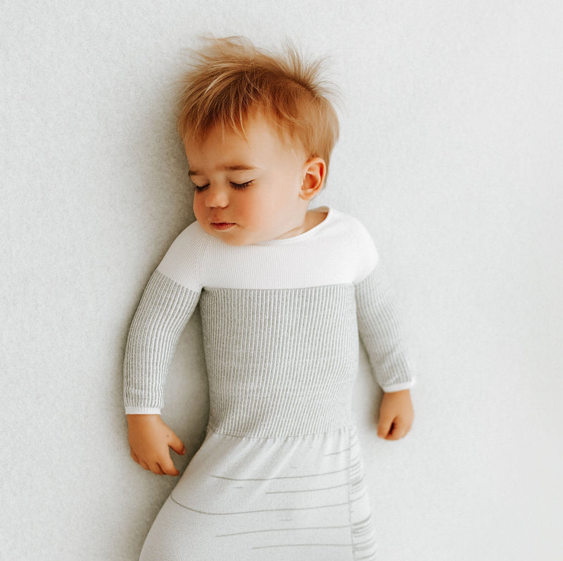 Swaddelini Grey Arms Out™ Long Sleeve Sleep Sack