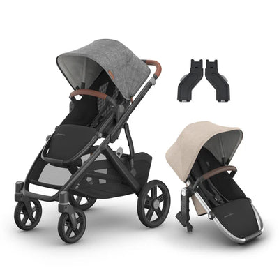 UPPAbaby Vista V3 Two in Tow Bundle (Stroller + RumbleSeat + Adapters)