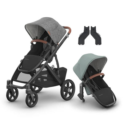 UPPAbaby Vista V3 Two in Tow Bundle (Stroller + RumbleSeat + Adapters)