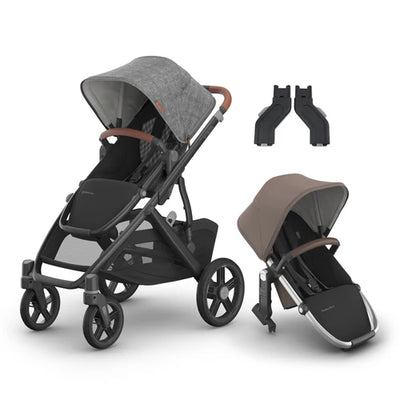UPPAbaby Vista V3 Two in Tow Bundle (Stroller + RumbleSeat + Adapters)
