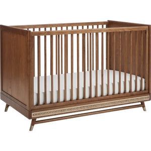 Walnut Ash Wood Maxi-Cosi Everheart 4-in-1 Convertible Crib - Front 3/4 View | Strolleria