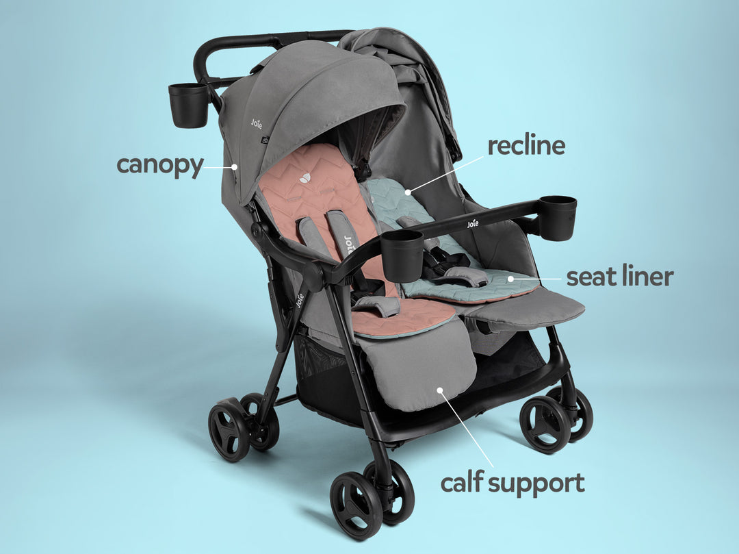 double stroller reclining seats Joie Baby Rosemary Double Stroller – Strolleria