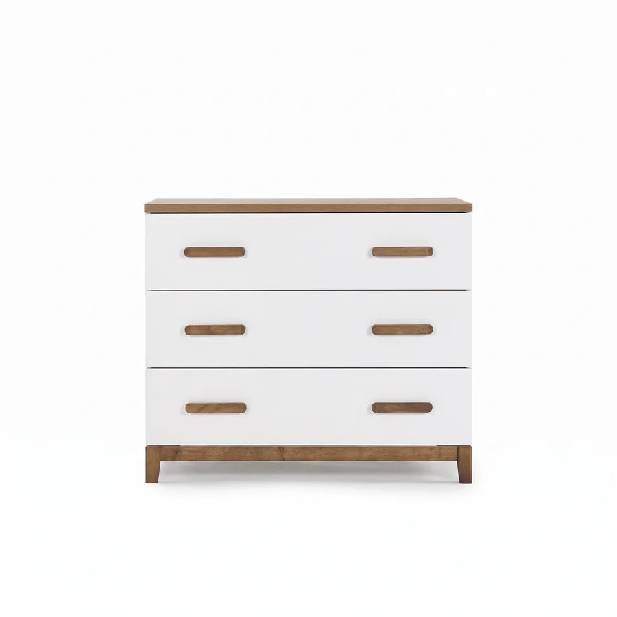 dadada LaLa Little 3-Drawer Dresser - White/Walnut- Strolleria