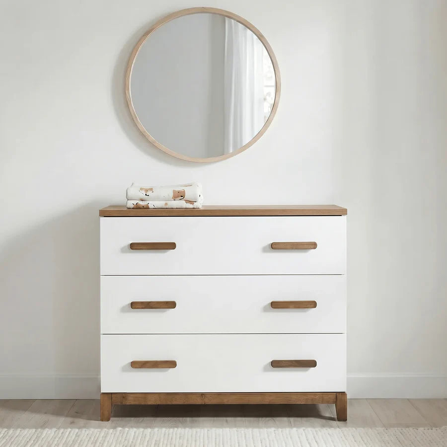 dadada LaLa Little 3-Drawer Dresser - White/Walnut- Strolleria