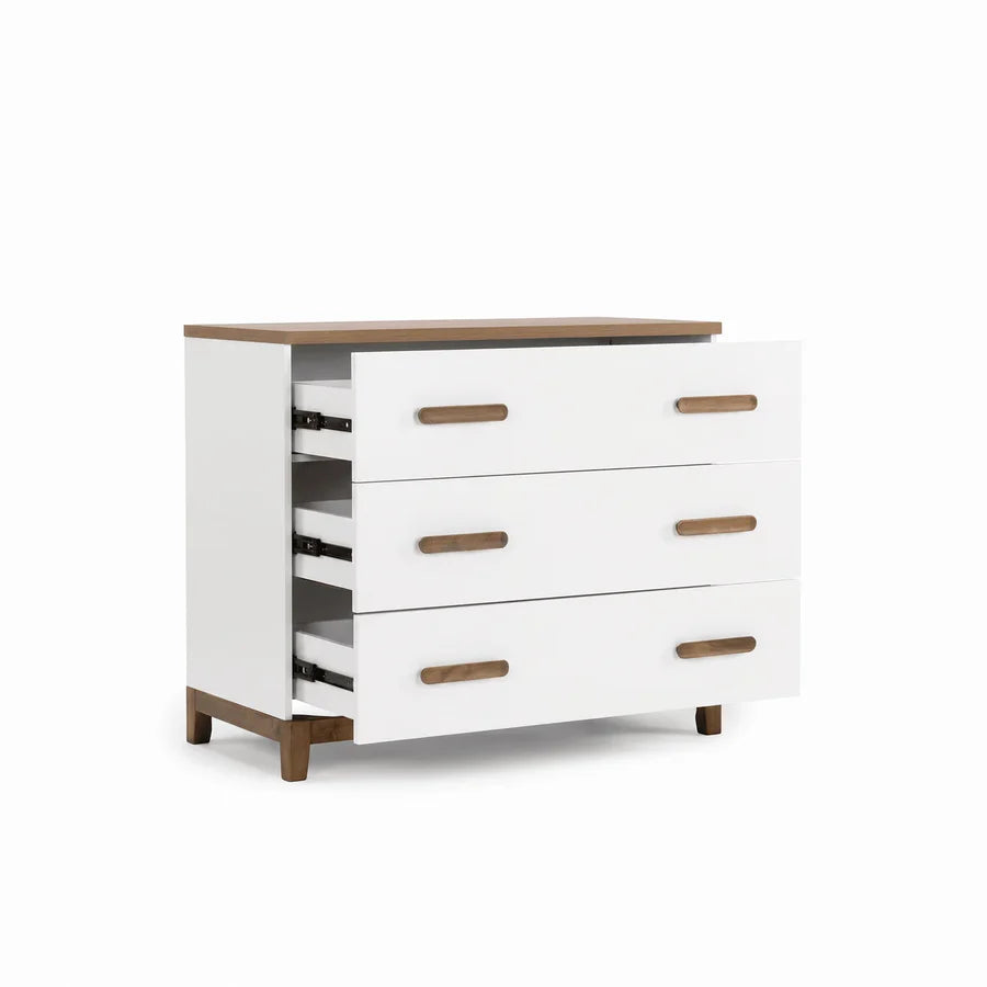 dadada LaLa Little 3-Drawer Dresser - White/Walnut- Strolleria