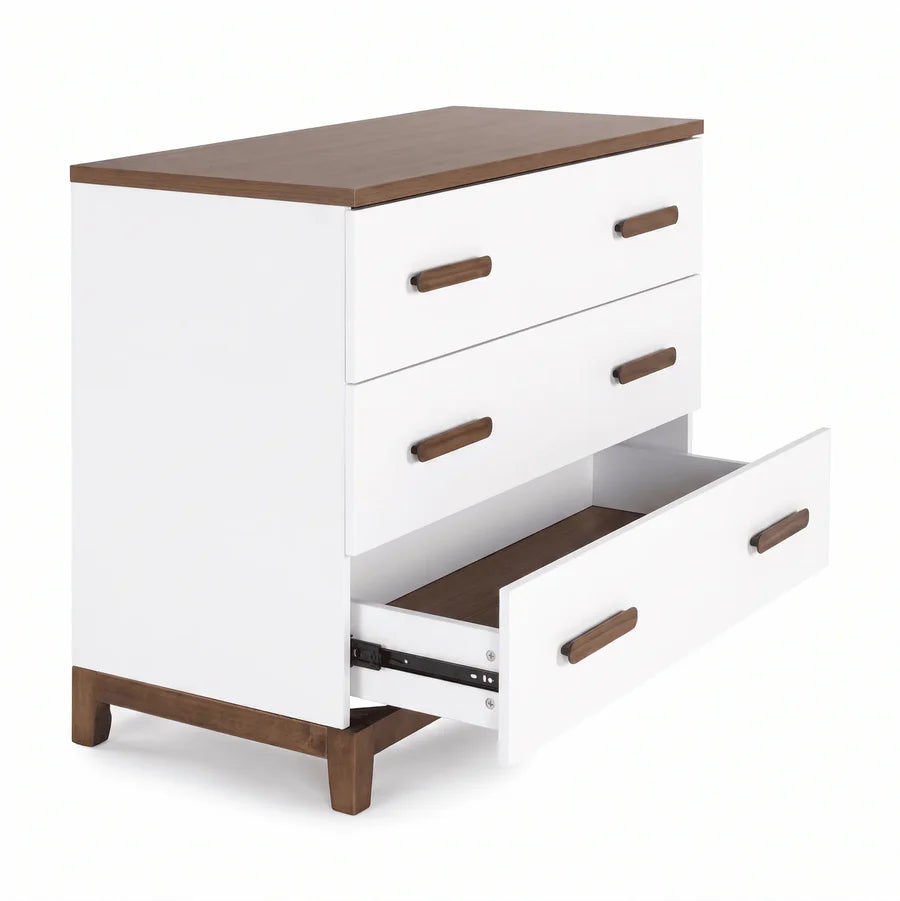 dadada LaLa Little 3-Drawer Dresser - White/Walnut- Strolleria