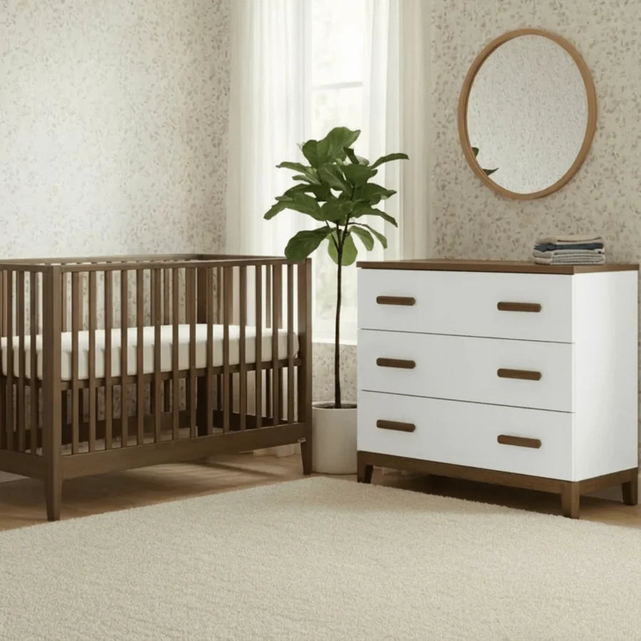 dadada LaLa Little 3-Drawer Dresser - White/Walnut- Strolleria