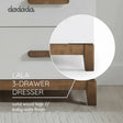 dadada LaLa Little 3-Drawer Dresser - White/Walnut - Bambi Baby