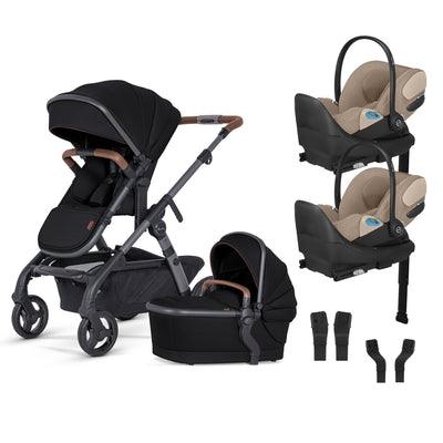 Silver Cross Wave 3 Complete Stroller + CYBEX Cloud T SensorSafe Infant Car Seat Twin Travel System