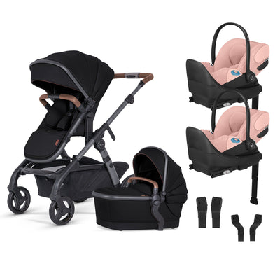 Silver Cross Wave 3 Complete Stroller + CYBEX Cloud T SensorSafe Infant Car Seat Twin Travel System