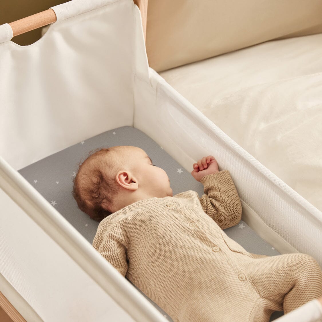 Snuz Bassinet 2 Pack Fitted Sheets - Gray Star- Strolleria