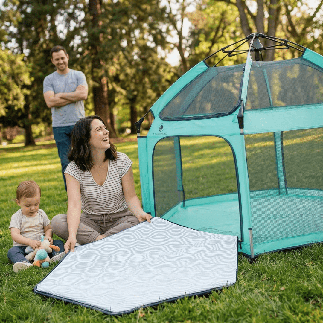 The California Beach Co. Pop 'N Go Playpen Mattress & Mattress Cover- Strolleria