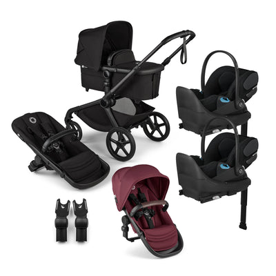 Bugaboo Kangaroo Complete Stroller + Sibling Seat + CYBEX Cloud T SensorSafe Infant Car Seat Twin Travel System