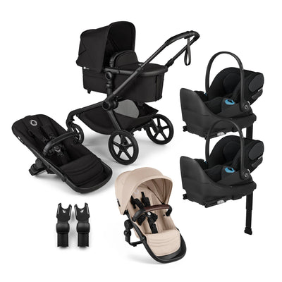 Bugaboo Kangaroo Complete Stroller + Sibling Seat + CYBEX Cloud T SensorSafe Infant Car Seat Twin Travel System