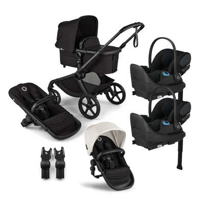 Bugaboo Kangaroo Complete Stroller + Sibling Seat + CYBEX Cloud T SensorSafe Infant Car Seat Twin Travel System