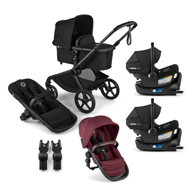 Bugaboo Kangaroo Complete Stroller + Sibling Seat + Bugaboo Turtle Air Shield By Nuna Car Seat Twin Travel System