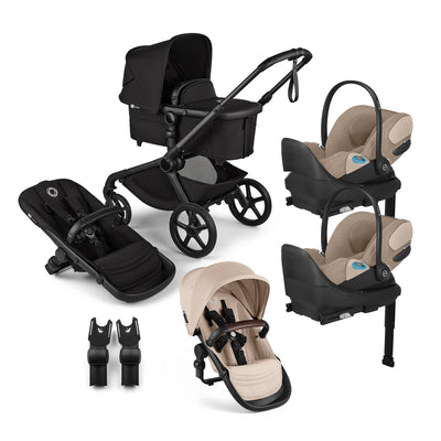Bugaboo Kangaroo Complete Stroller + Sibling Seat + CYBEX Cloud T SensorSafe Infant Car Seat Twin Travel System