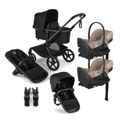 Bugaboo Kangaroo Complete Stroller + Sibling Seat + CYBEX Cloud T SensorSafe Infant Car Seat Twin Travel System