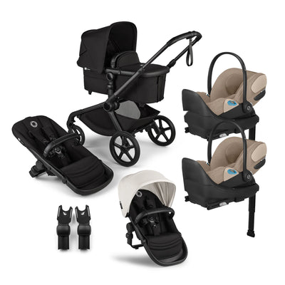 Bugaboo Kangaroo Complete Stroller + Sibling Seat + CYBEX Cloud T SensorSafe Infant Car Seat Twin Travel System