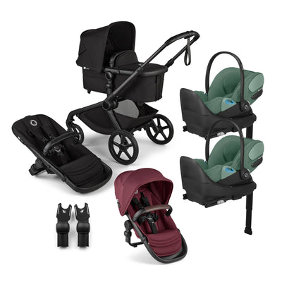 Bugaboo Kangaroo Complete Stroller + Sibling Seat + CYBEX Cloud T SensorSafe Infant Car Seat Twin Travel System