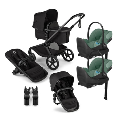 Bugaboo Kangaroo Complete Stroller + Sibling Seat + CYBEX Cloud T SensorSafe Infant Car Seat Twin Travel System