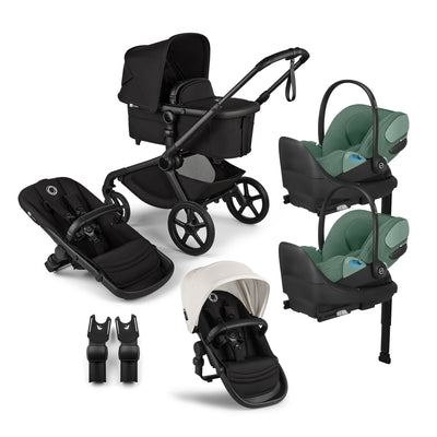 Bugaboo Kangaroo Complete Stroller + Sibling Seat + CYBEX Cloud T SensorSafe Infant Car Seat Twin Travel System