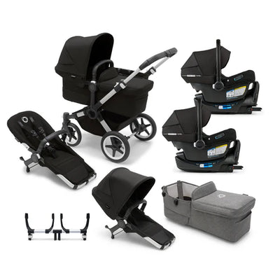 Bugaboo Donkey 5 Mono Complete Stroller + Duo + Bassinet + Bugaboo Turtle Air Shield By Nuna Car Seat Twin Travel System