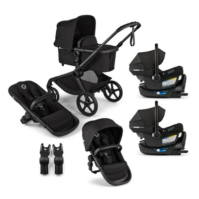 Bugaboo Kangaroo Complete Stroller + Sibling Seat + Bugaboo Turtle Air Shield By Nuna Car Seat Twin Travel System