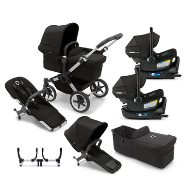 Bugaboo Donkey 5 Mono Complete Stroller + Duo + Bassinet + Bugaboo Turtle Air Shield By Nuna Car Seat Twin Travel System