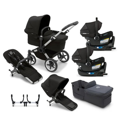 Bugaboo Donkey 5 Mono Complete Stroller + Duo + Bassinet + Bugaboo Turtle Air Shield By Nuna Car Seat Twin Travel System