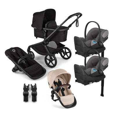 Bugaboo Kangaroo Complete Stroller + Sibling Seat + CYBEX Cloud T SensorSafe Infant Car Seat Twin Travel System