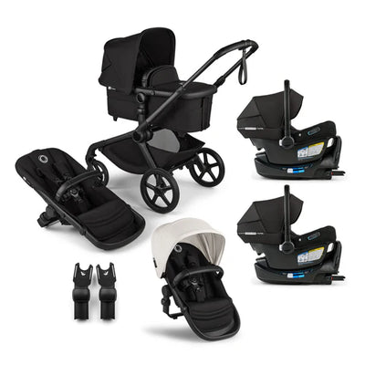 Bugaboo Kangaroo Complete Stroller + Sibling Seat + Bugaboo Turtle Air Shield By Nuna Car Seat Twin Travel System