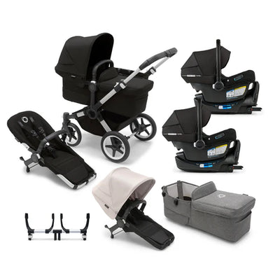 Bugaboo Donkey 5 Mono Complete Stroller + Duo + Bassinet + Bugaboo Turtle Air Shield By Nuna Car Seat Twin Travel System