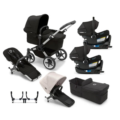 Bugaboo Donkey 5 Mono Complete Stroller + Duo + Bassinet + Bugaboo Turtle Air Shield By Nuna Car Seat Twin Travel System