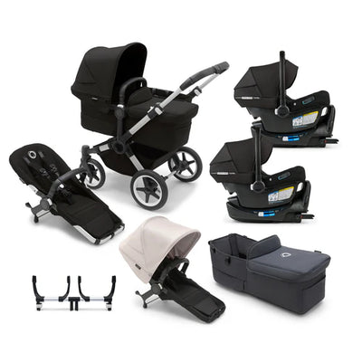 Bugaboo Donkey 5 Mono Complete Stroller + Duo + Bassinet + Bugaboo Turtle Air Shield By Nuna Car Seat Twin Travel System